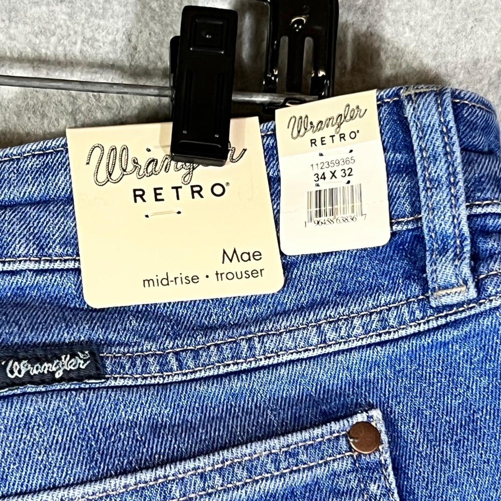 Wrangler Retro Indigo Wide Leg Jeans with Leather Patch - Picture 6 of 11